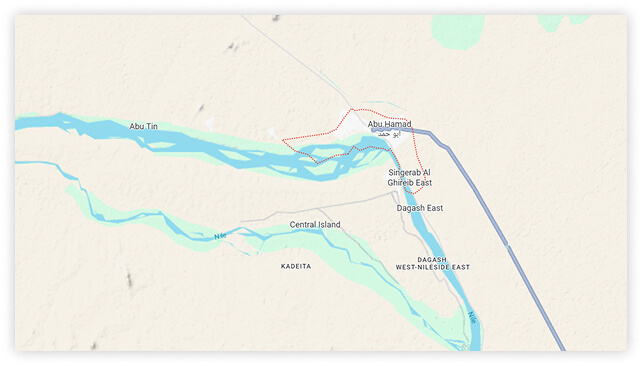 خريطة لمنطقة أبو حمد